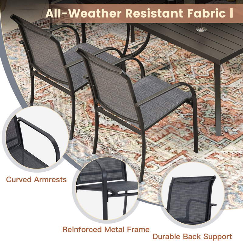 Outdoor Stackable Dining Chairs, Gray