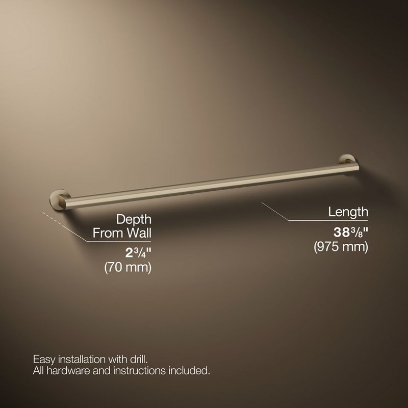 Components In Grab Bar, 36" W, Vibrant Brushed Bronze