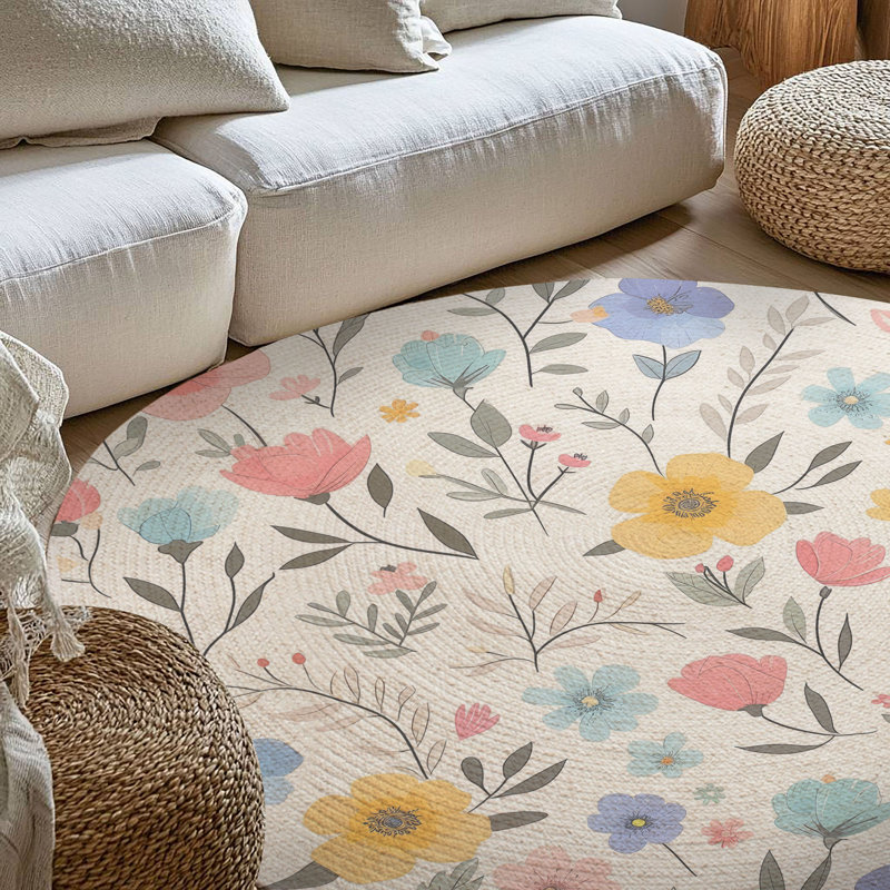 Tapis tressé Blooming Winds, Rond 5 pi