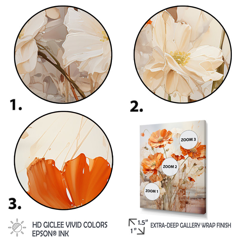 Orange And Beige Fiery Blooms 1 - Marigold Wall Art, Silver Single Picture Framed, 32" H x 24" W x 1" D