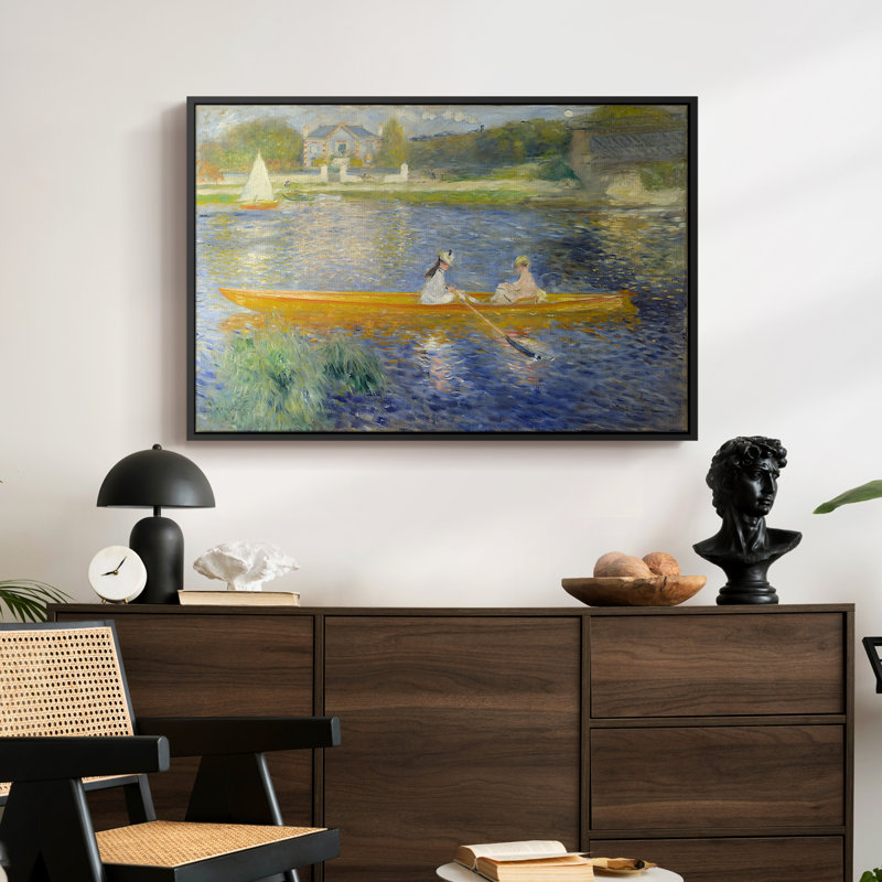 Le Skiff (La Yole), 1875 - Pierre-Auguste Renoir, toile tendue avec châssis, 24 po x 36 po, Noir