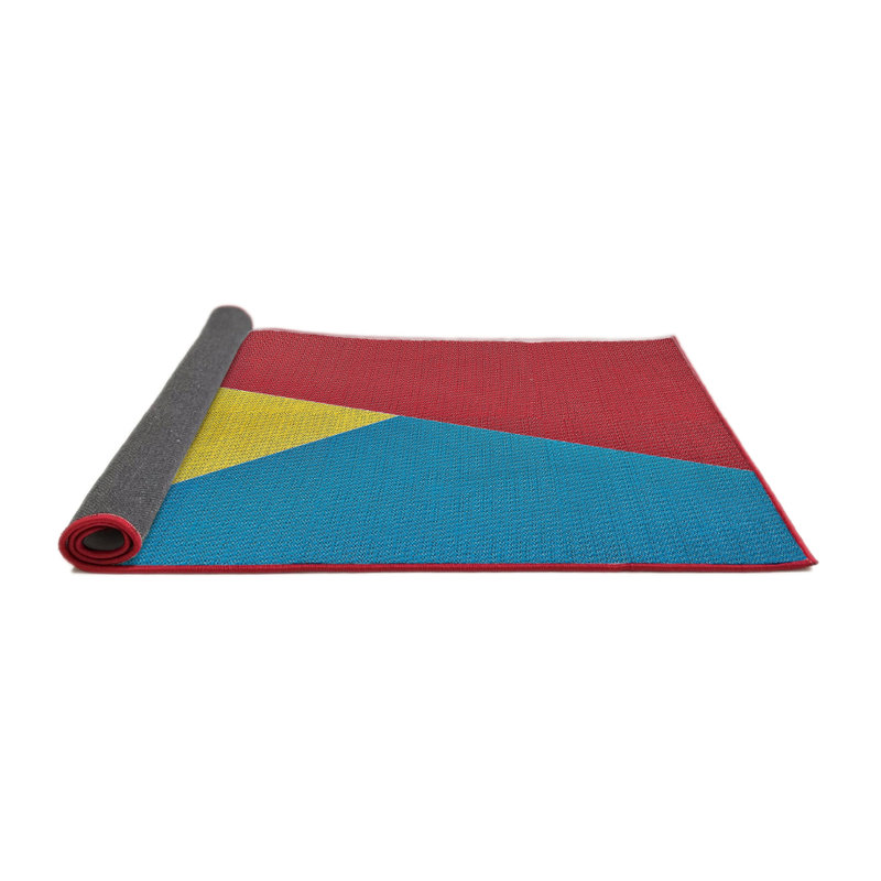 Tapis jaune / bleu / bleu, Rond 6 pi