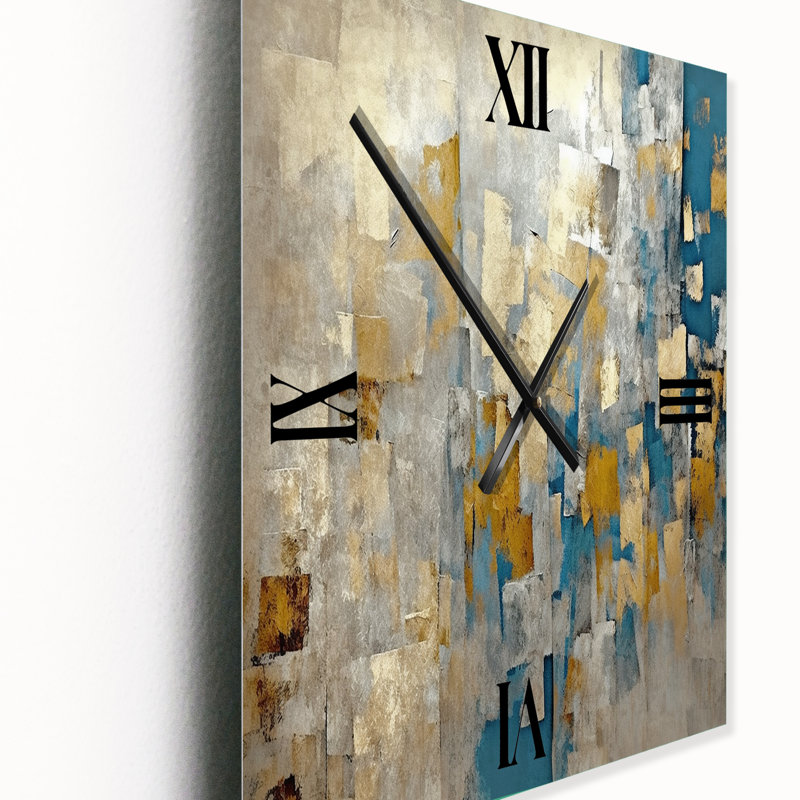 Southern Sunrise Abstract Expressionism VI - Horloge murale abstraite en métal, Petit