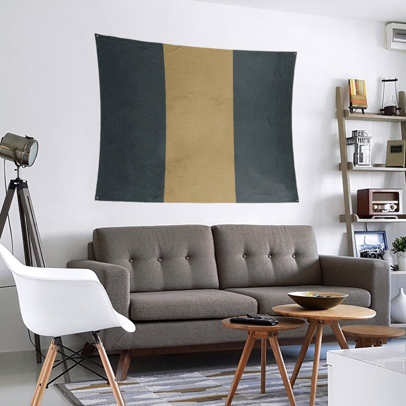 Tapisserie de polyester Las Vegas, H 88 po x l 104 po, Gris acier / doré / gris acier