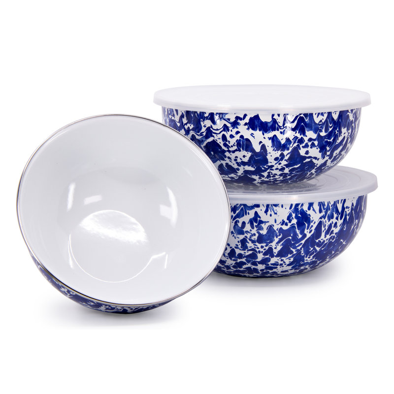 Taupe Swirl Mixing Bowls, Cobalt Swirl