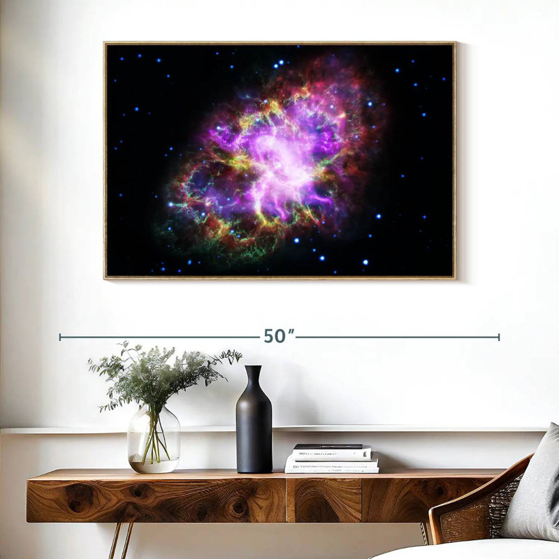 Nébuleuse du crabe scintillant, Cadre flottant en bois naturel, 40 po x 27 po