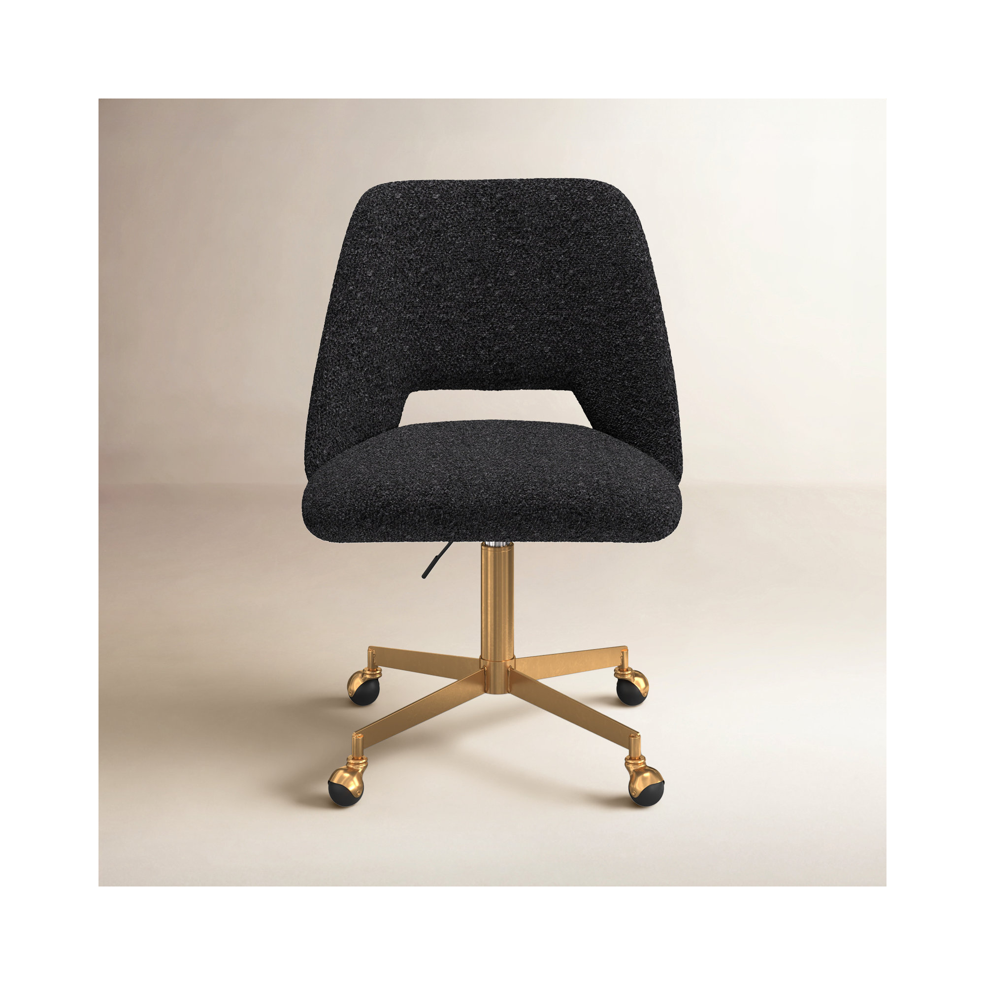 Borrego Swivel Office Chair, Black Boucle