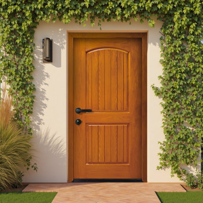 36"×80" 2-Panel Exterior Prehung Front Entry Door Primed Interior Fiberglass Entrance Door