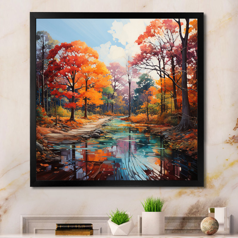 " Germany Autumn In Orange II ", 16" H x 16" W x 1" D, Black Single Picture Framed