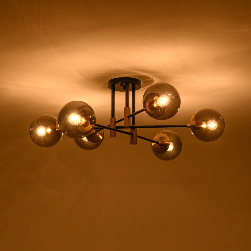 Glass Bubble Sputnik Semi Flush Chandelier, Grey