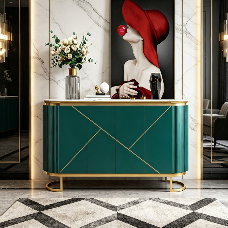 Buffet grande capacité moderne de style elliptique, Vert/blanc
