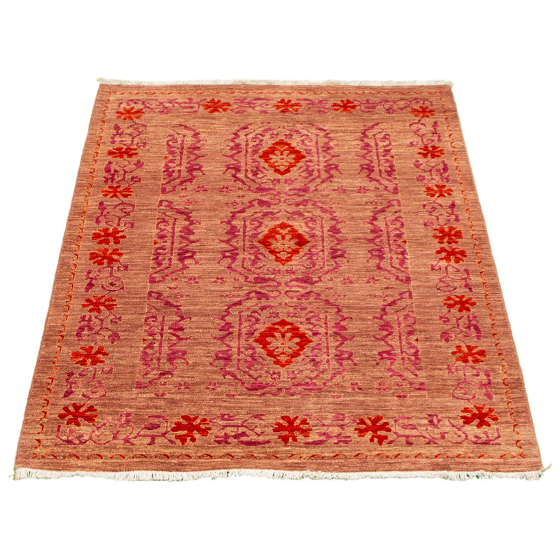 Tapis décoratif en laine de conception unique en laine noué à la main de conception unique 4 pi 1 po x 6 pi 3 po Devory