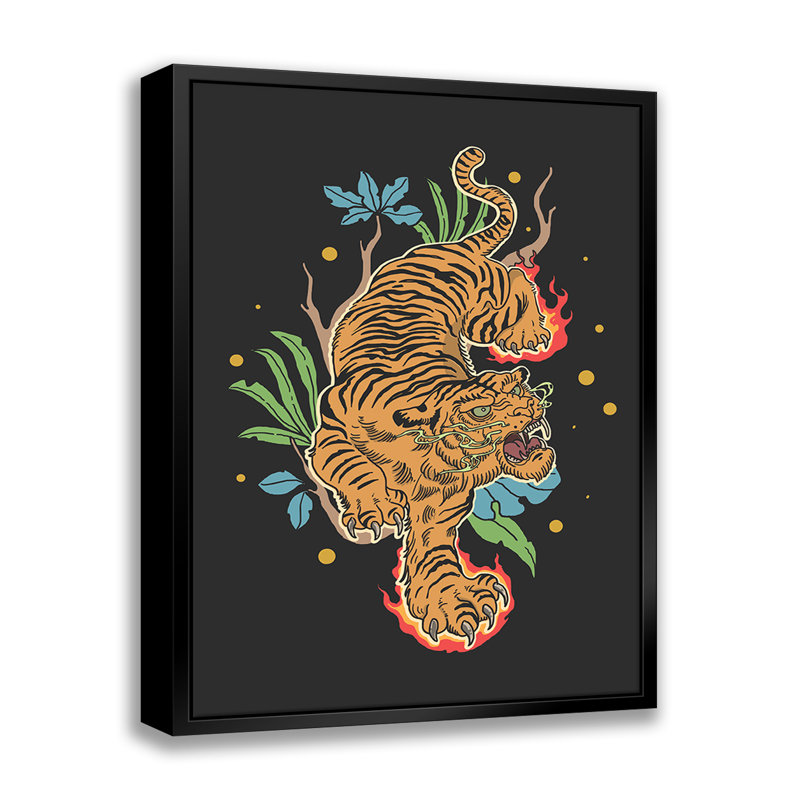 Tigre classique - estampe numérique sur toile avec cadre flottant_, L 16 po x H 20 po