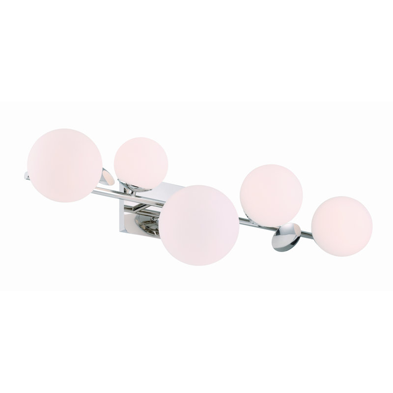 Vine, Vanity, 5Lt, Opal Glass, Polished Nickel