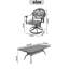 Cet ensemble de salle à manger en fonte d'aluminium toutes saisons comprend des chaises pivotantes et une table rectangulaire avec cadre noir-1129824035