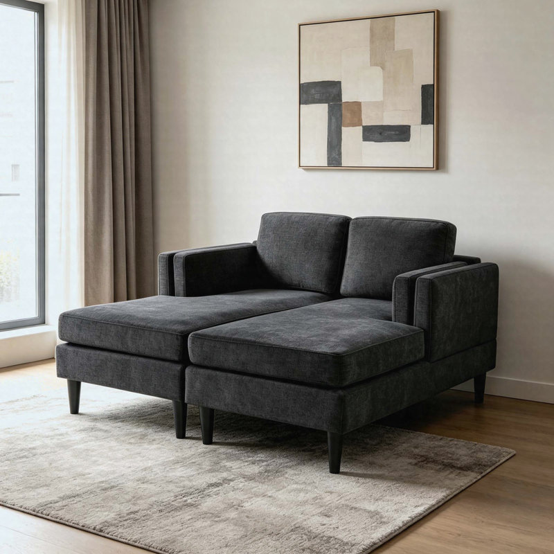 Méridienne moderne avec méridienne 53,5 po, Black