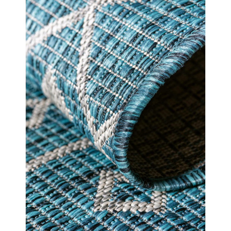 Harlee Geometric Indoor / Outdoor Rug, Oval 7'10" x 10'