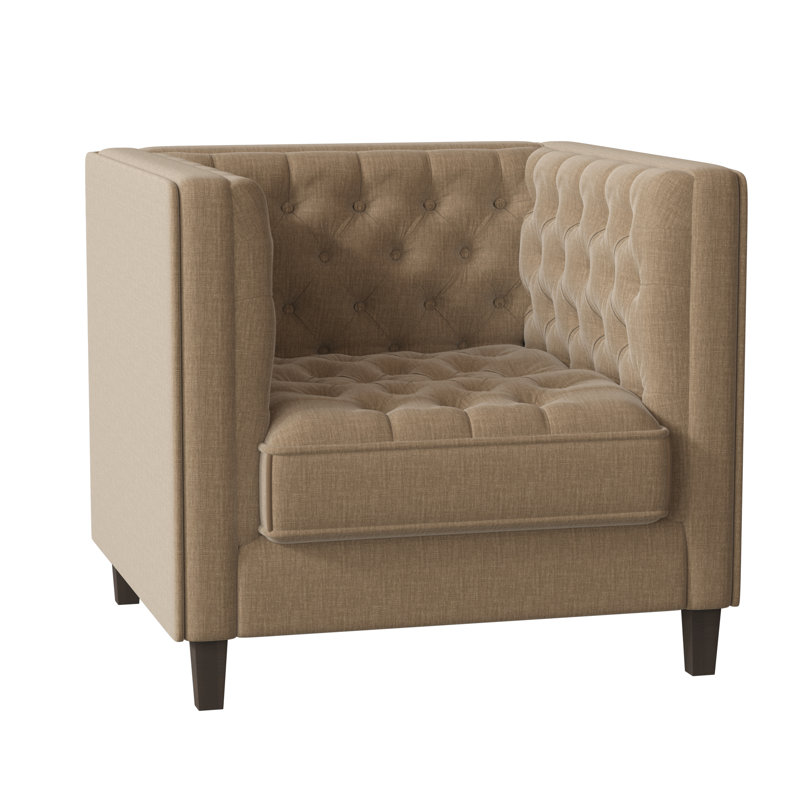 Jess Tufted Armchair, Encore Pecan, Brown Mahogany