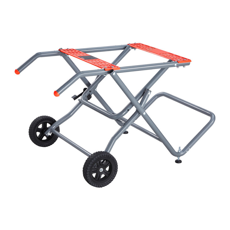 Support de scie à table portatif robuste avec roulettes - capacité de charge de 350 lb, établi pliant en acier pour le travail du bois