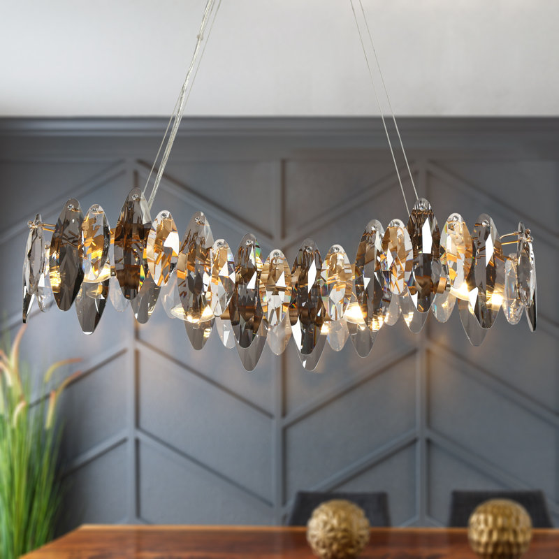 Lustre de salle à manger à roulettes en cristal à 4 lumières à intensité variable de 32 po Rayden
