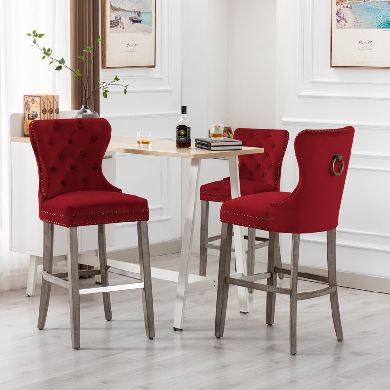 Tabouret de bar et de comptoir Kirsten, Gris, Rouge, Tabouret de bar (siège d'une hauteur de 29 po)