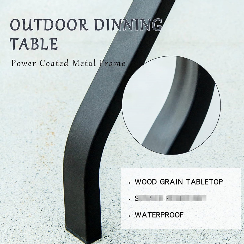 Table de bar de balcon avec structure en métal et plateau en faux bois pour la construction moderne avec plateau en bois