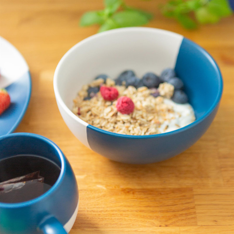Nicola Spring Dipped Stoneware Cereal Bowls - 16.5cm - Navy, Blue