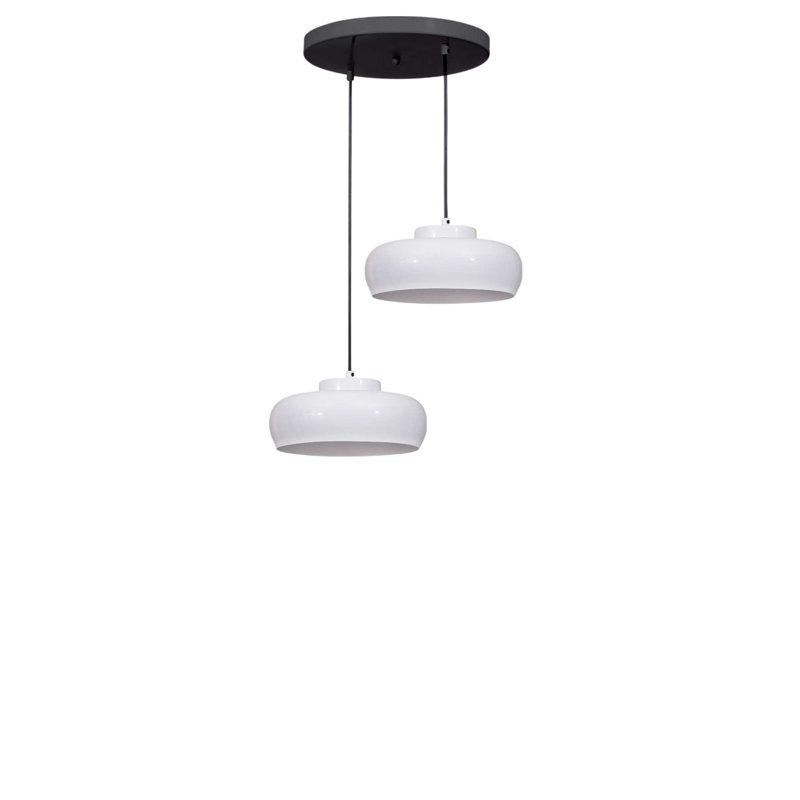 Lustre réglable élégant, structure en métal, finition blanche et noire | Diamètre de 9,8 po x H 5,1 po | Hauteur réglable de 8,3 à 27,6 pouces | 2 x culot E27 de 40 W maximum (ampoule non incluse) | Éclairage élégant pour la maison et le bureau