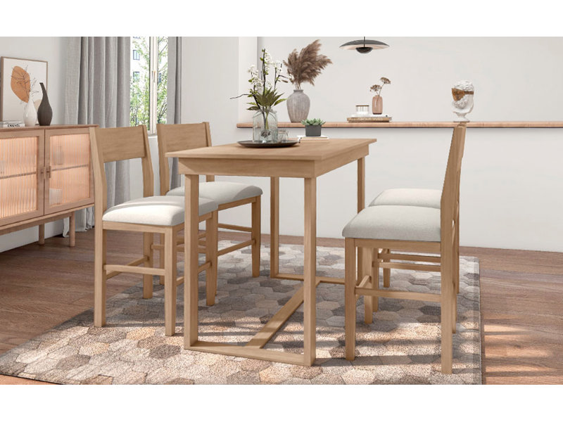 Ensemble de table de salle à manger à hauteur de comptoir 5 pièces avec 1 table rectangulaire et 4 chaises pour petits espaces Topmax