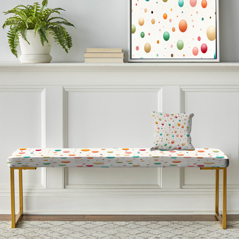 Lehar - Polka Dots Upholstered Gold Bench