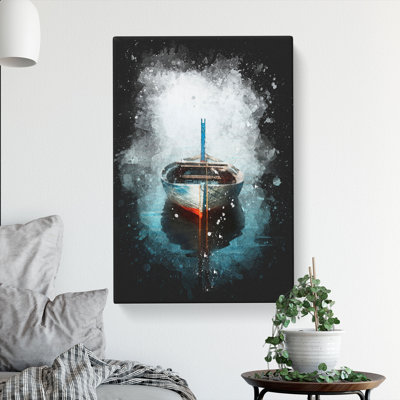 A Tethered Boat - Wrapped Canvas Print