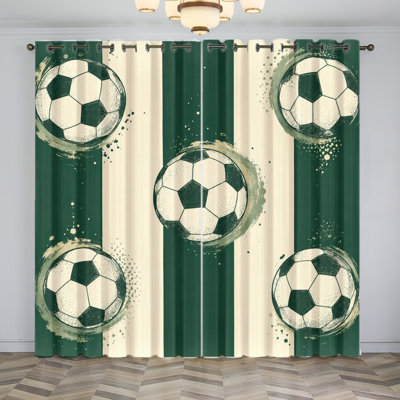 2 pièces rideaux occultants à motif de football pour le salon, décor de jour de jeu, rideaux de fenêtre thème sportif