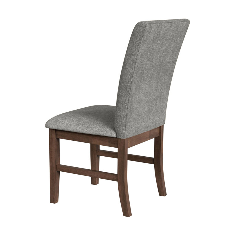 Ensemble de salle à manger Corinna 7 pièces, hauteur standard, en noyer - Table rectangulaire et six chaises en tissu gris foncé