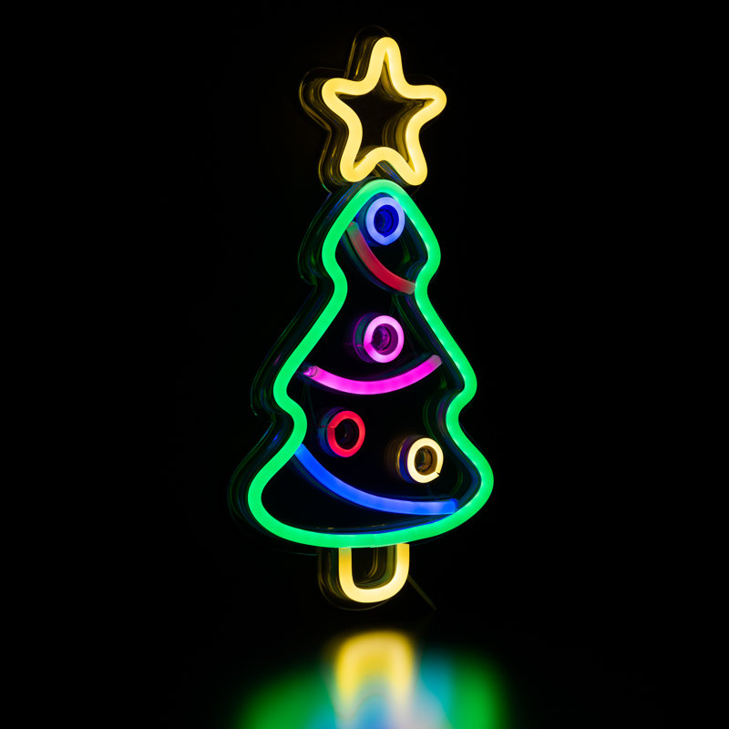 Enseigne murale 15 po arbre de Noël néon lumineux à DEL