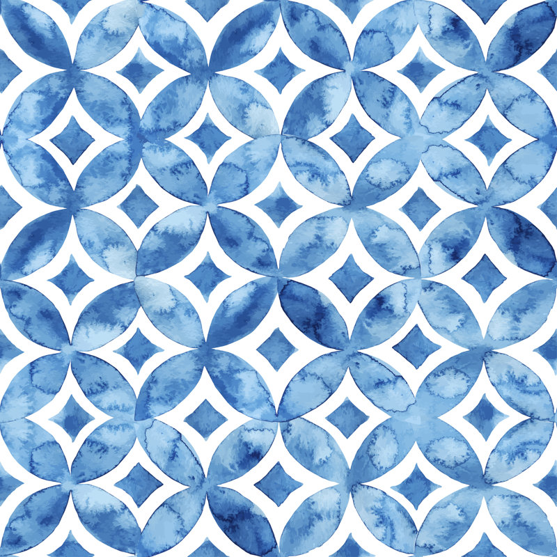 White And Blue Seamless by Flovie - Wrapped Canvas Print, 76cm H x 76cm W