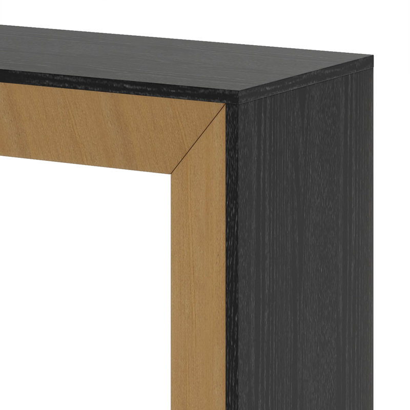 Grand console, canapé moderne en bois massif, Noir / brun