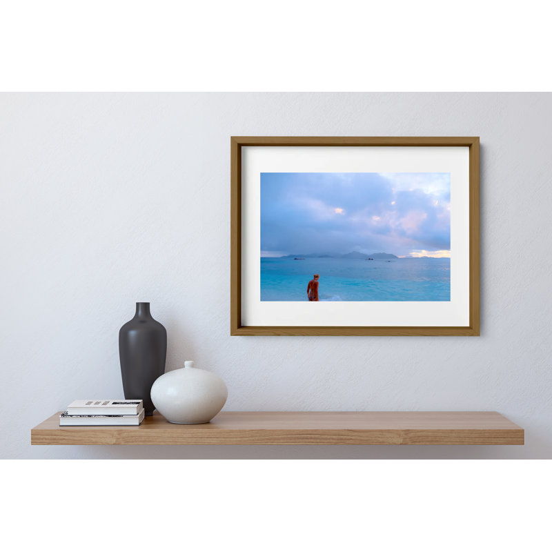 Caribbean Blue Print by Joseph Regan, 14" H x 16" W x 0.75" D, Walnut