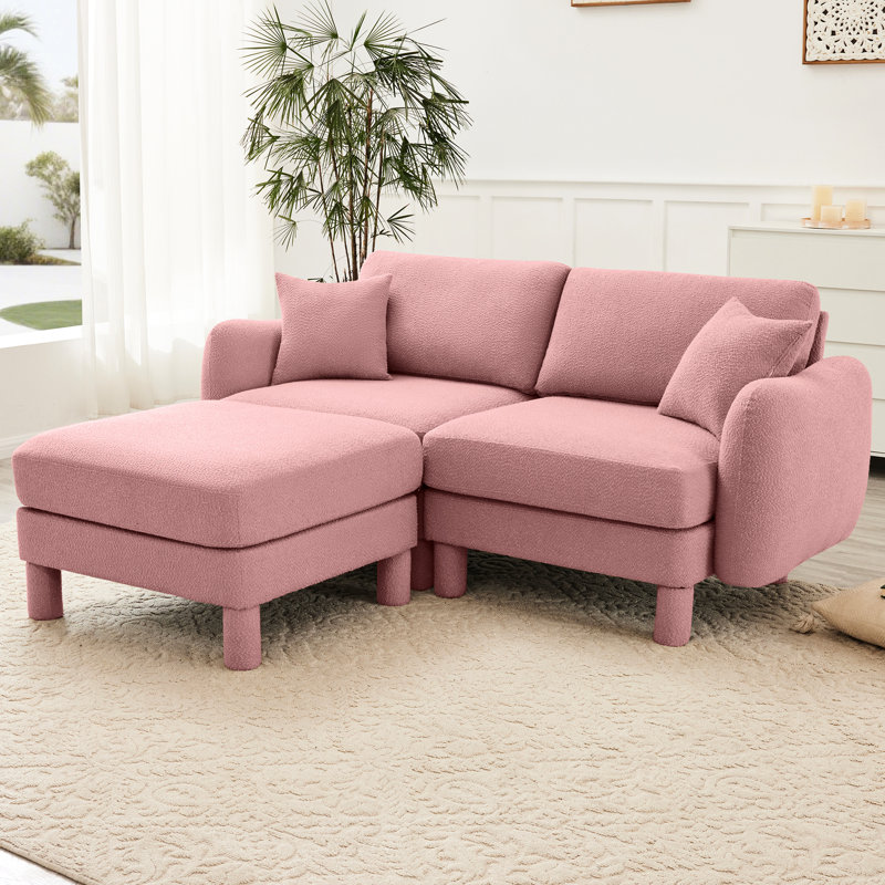 2 sièges en tissu rose avec des sièges distinctifs, de fabrication et confortables pour une détente quotidienne avec système de ressorts rembourrés