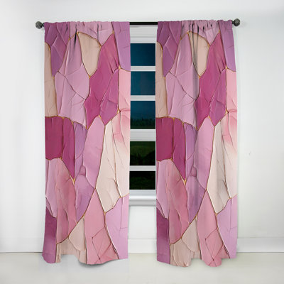Hachirou Pink Purple Minimalism Potteries - Modern Velvet Curtain - Room Darkening - 1 Panel