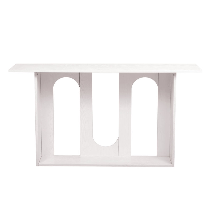 Ash Veneer Console Table With Shelf, White