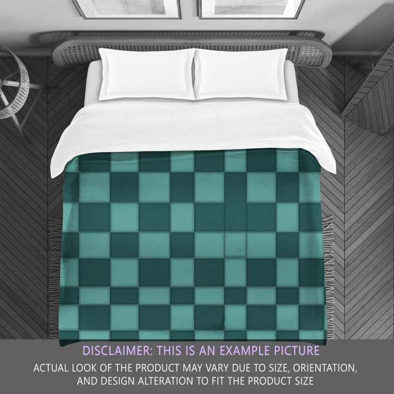 Machine Printed Comforter, King Comforter, Gray/Turquoise Checkered