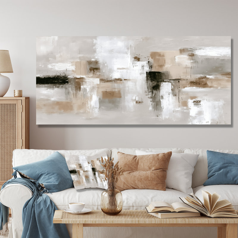 "Brown and Black Brushstroke", peinture abstraite sur toile brune, H 28 po x l 60 po, Toile tendue, Ne s’applique pas