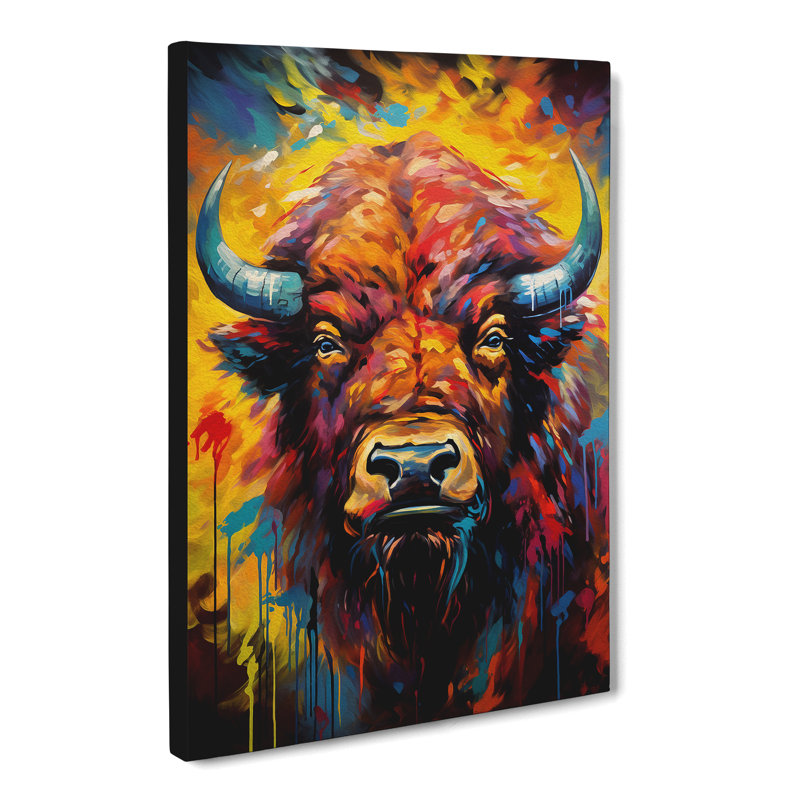 Buffalo Expressionism Art - Wrapped Canvas, 60cm H x 40cm W x 3cm D