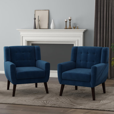 Stephanny 27.5" Wide Tufted Armchair with Solid Wood Legs