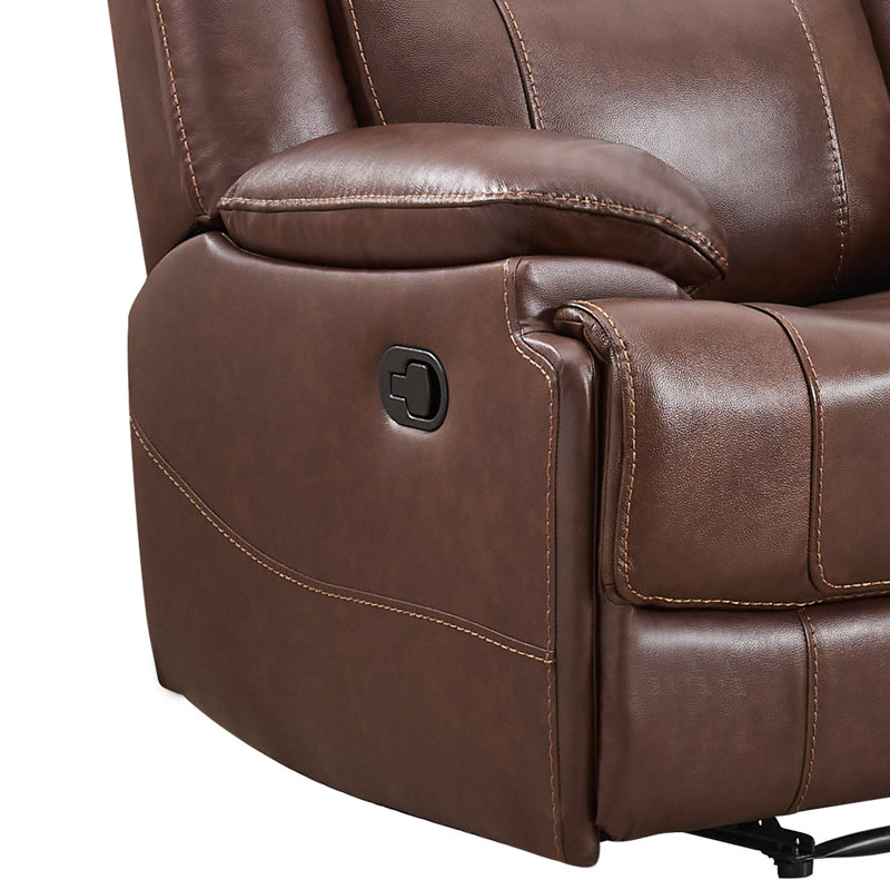 7-Piece Modern & Contemporary Premium Genuine Leather Manual Recline Sectional Sofa With 2 Consoles & Dual Reclining