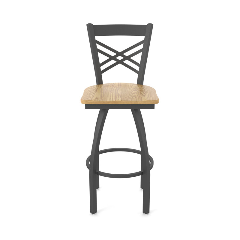 Tabouret tournant 820 Catalina, Étain, Bois - Chêne naturel, Très grand (assise de 36 po de hauteur)