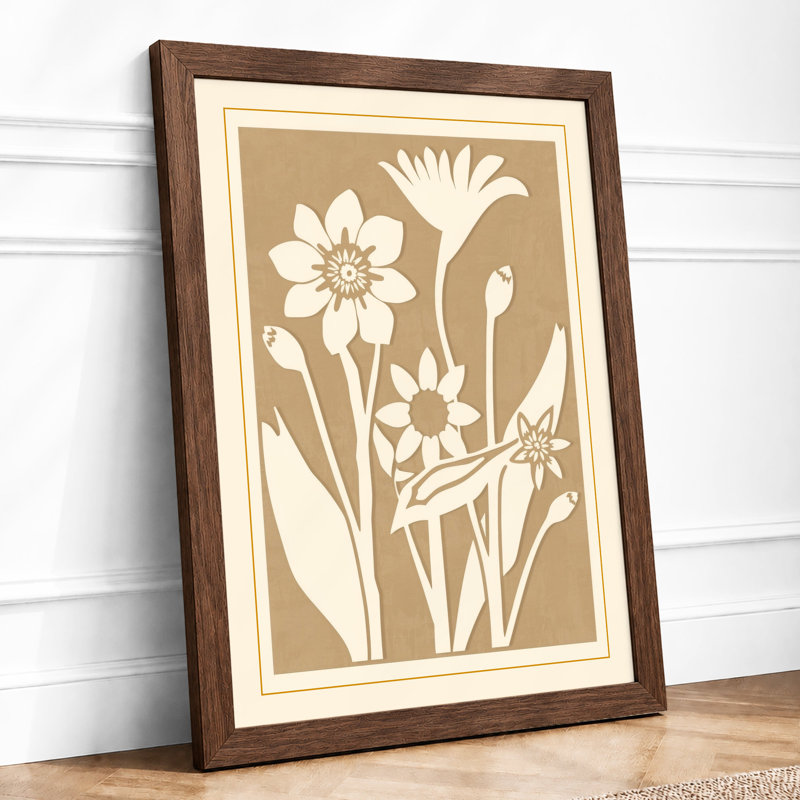 Stylised Lines Botanical - Print, Walnut, A4 - 29.7 x 21.0 cm