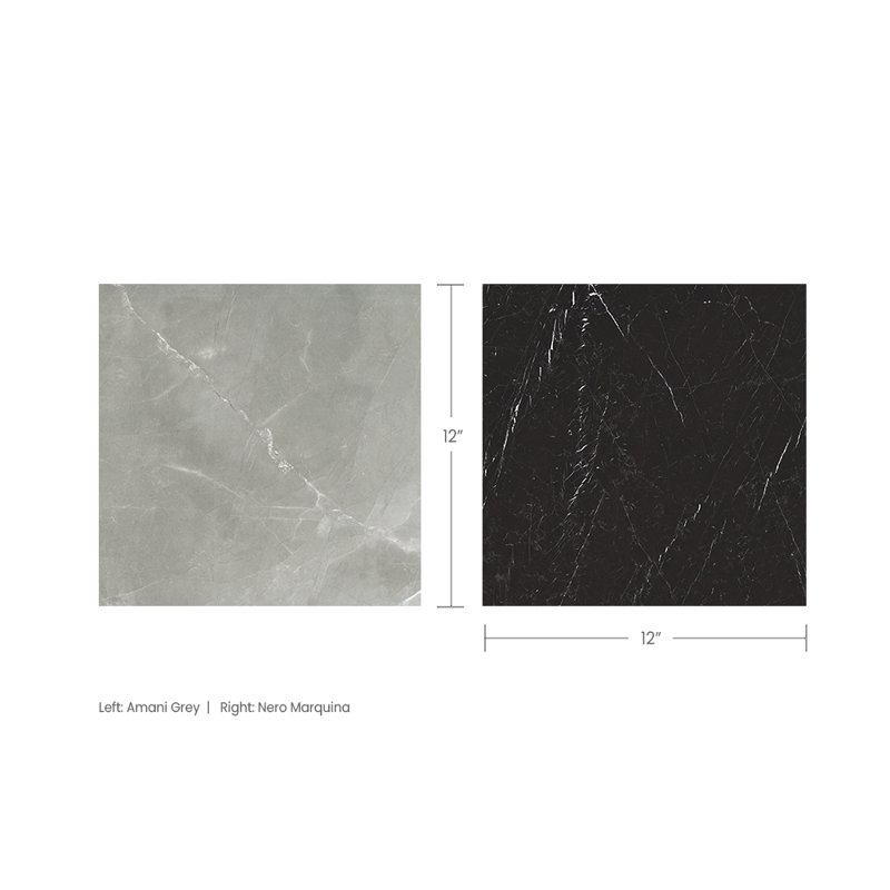 Tuscany Checkerboard 12X12 Amani Grey And Marquina, Amani Gray/Marquina