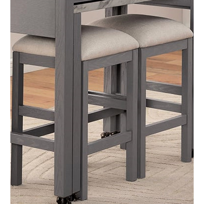 Tabourets design de 2, siège rembourré contemporain gris et beige avec siège à coussin, salle à manger 2 pièces