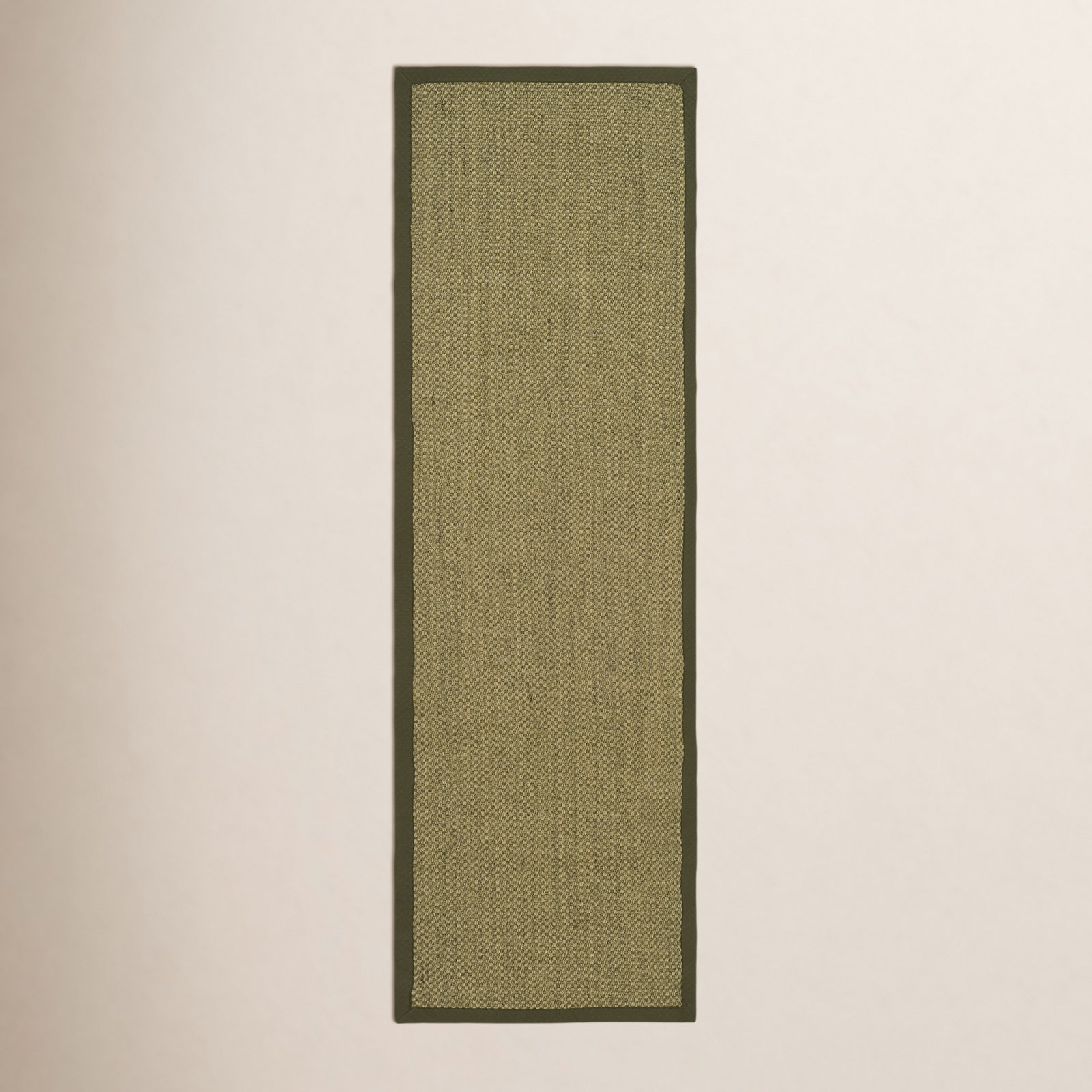 Beige Green Floral Jute Rug, Runner 2'6" x 10'